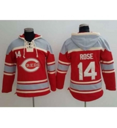Cincinnati Reds #14 Pete Rose Red Sawyer Hooded Sweatshirt Baseball Hoodie