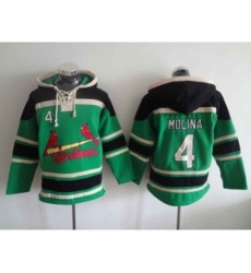MLB St. Louis Cardinals #4 Yadier Molina green Hooded Sweatshirt Jersey