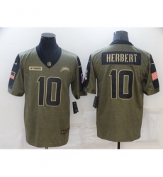 Los Angeles Chargers #10 Justin Herbert Nike Olive 2021 Salute To Service Limited Player Jersey