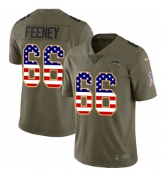 Los Angeles Chargers #66 Dan Feeney Limited Olive USA Flag 2017 Salute to Service NFL Jersey