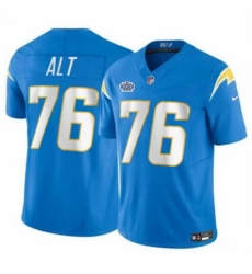 Los Angeles Chargers #76 Joe Alt Light Blue 2024 With Dradt Patch Vapor Limited Stitched Football Jersey