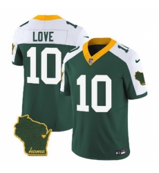 Green Bay Packers #10 Jordan Love Green White 2023 F U S E Home Patch Vapor Untouchable Limited Stitched Jersey
