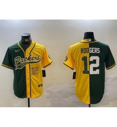 Green Bay Packers #12 Aaron Rodgers Green Cool Base Stitched Baseball Jersey