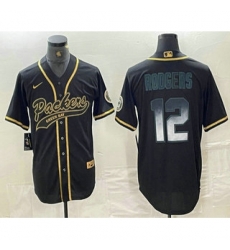 Green Bay Packers #12 Aaron Rodgers Pink With Patch Cool Base Stitched Baseball Jersey