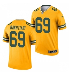 Green Bay Packers #69 David Bakhtiari Nike Gold 2021 Inverted Legend Jersey