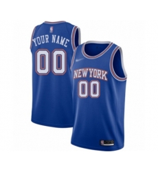 New York Knicks Customized Swingman Blue Basketball Jersey - Statement Edition