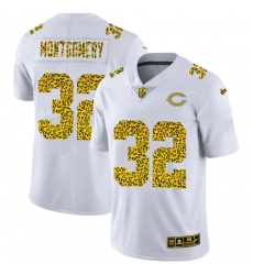 Chicago Bears #32 David Montgomery Mens Nike Flocked Leopard Print Vapor Limited NFL Jersey White