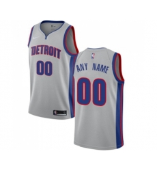 Detroit Pistons Customized Authentic Silver Basketball Jersey Statement Edition