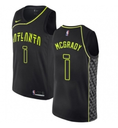 Atlanta Hawks #1 Tracy Mcgrady Authentic Black NBA Jersey - City Edition