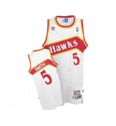 Atlanta Hawks #5 Josh Smith Authentic White Throwback Basketball Jersey