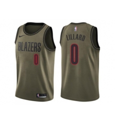 Portland Trail Blazers #0 Damian Lillard Green Salute to Service NBA Swingman Jersey
