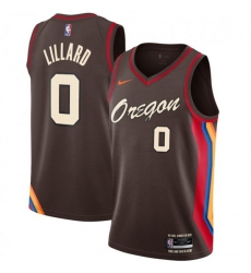 Portland Trail Blazers #0 Damian Lillard Nike Brown 2020-21 Swingman Jersey
