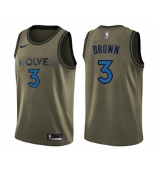 Minnesota Timberwolves #3 Anthony Brown Swingman Green Salute to Service NBA Jersey