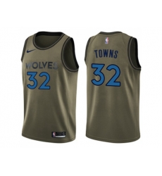 Minnesota Timberwolves #32 Karl-Anthony Towns Green Salute to Service NBA Swingman Jersey