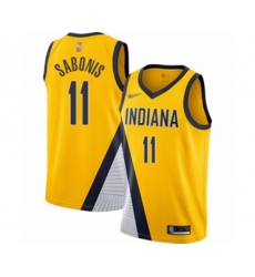 Indiana Pacers #11 Domantas Sabonis Authentic Gold Finished Basketball Jersey - Statement Edition