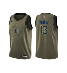 Indiana Pacers #13 Paul George Green Salute to Service NBA Swingman Jersey
