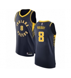 Indiana Pacers #8 Justin Holiday Authentic Navy Blue Basketball Jersey - Icon Edition