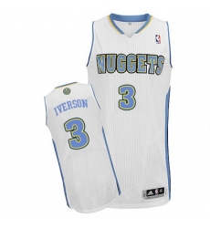 Denver Nuggets #3 Allen Iverson Authentic White Home NBA Jersey