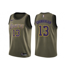 Los Angeles Lakers #13 Wilt Chamberlain Green Salute to Service NBA Swingman Jersey