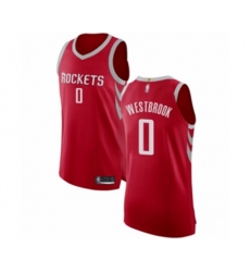 Houston Rockets #0 Russell Westbrook Authentic Red Basketball Jersey - Icon Edition