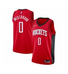 Houston Rockets #0 Russell Westbrook Authentic Red Finished Basketball Jersey - Icon Edition