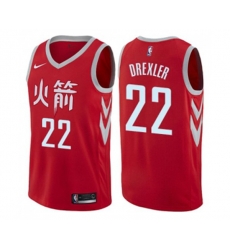 Houston Rockets #22 Clyde Drexler Authentic Red NBA Jersey - City Edition