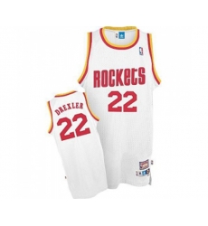 Houston Rockets #22 Clyde Drexler Authentic White Throwback Basketball Jersey