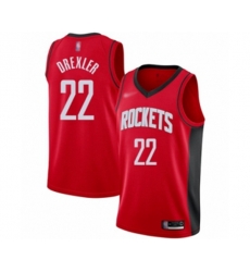 Houston Rockets #22 Clyde Drexler Swingman Red Finished Basketball Jersey - Icon Edition