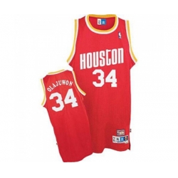 Houston Rockets #34 Hakeem Olajuwon Authentic Red Throwback NBA Jersey