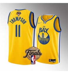 Golden State Warriors #11 Klay Thompson 2022 Yellow NBA Finals Stitched Jersey