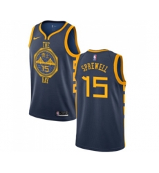 Golden State Warriors #15 Latrell Sprewell Authentic Navy Blue Basketball Jersey - City Edition