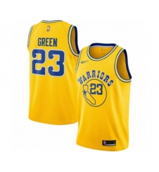 Golden State Warriors #23 Draymond Green Authentic Gold Hardwood Classics Basketball Jersey
