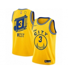 Golden State Warriors #3 David West Swingman Gold Hardwood Classics Basketball Jersey - The City Classic Edition