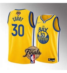 Golden State Warriors #30 Stephen Curry 2022 Yellow NBA Finals Stitched Jersey