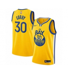 Golden State Warriors #30 Stephen Curry Authentic Gold Finished Basketball Jersey - Statement Edition