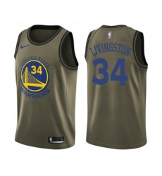 Golden State Warriors #34 Shaun Livingston Swingman Green Salute to Service Basketball Jersey