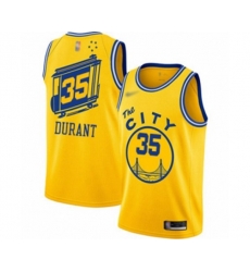 Golden State Warriors #35 Kevin Durant Swingman Gold Hardwood Classics Basketball Jersey - The City Classic Edition