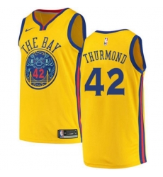 Golden State Warriors #42 Nate Thurmond Authentic Gold NBA Jersey - City Edition