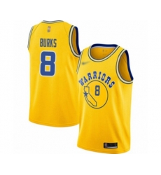 Golden State Warriors #8 Alec Burks Authentic Gold Hardwood Classics Basketball Jersey
