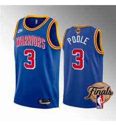 Mens Golden State Warriors #3 Jordan Poole 2022 Royal NBA Finals Stitched Jersey