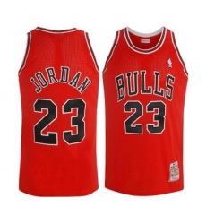 Chicago Bulls #23 Michael Jordan Authentic Red Throwback Basketball Jersey