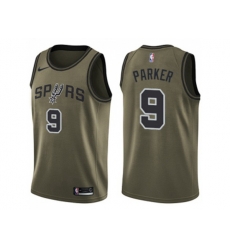 San Antonio Spurs #9 Tony Parker Green Salute to Service NBA Swingman Jersey