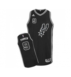 San Antonio Spurs #9 Tony Parker Swingman Black New Road Basketball Jersey