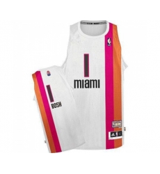 Miami Heat #1 Chris Bosh Authentic White ABA Hardwood Classic Basketball Jersey