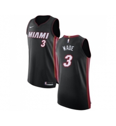 Miami Heat #3 Dwyane Wade Authentic Black Road Basketball Jersey - Icon Edition