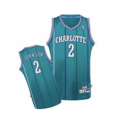 Charlotte Hornets #2 Larry Johnson Authentic Light Blue Throwback Basketball Jersey