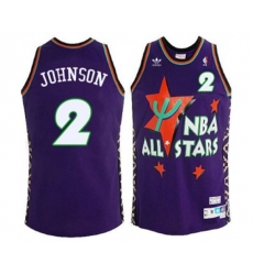 Charlotte Hornets #2 Larry Johnson Authentic Purple 1995 All Star Throwback Basketball Jersey