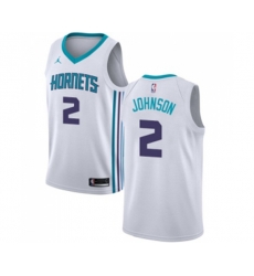 Charlotte Hornets #2 Larry Johnson Authentic White Basketball Jersey - Association Edition