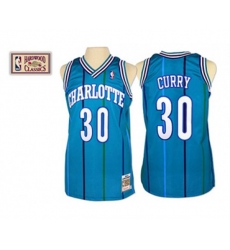 Charlotte Hornets #30 Dell Curry Authentic Light Blue Throwback Basketball Jersey