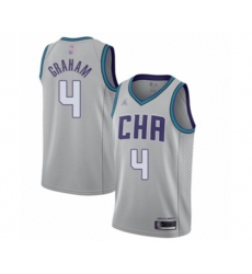 Charlotte Hornets #4 Devonte Graham Authentic Gray Basketball Jersey - 2019-20 City Edition